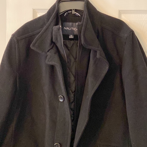 Nautica Man Wool 67% 12 % cashmere 21 Naylon Coat long 31 bust 44” - Picture 3 of 12